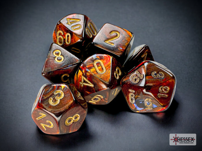 Scarab Mini Blue Blood/Gold 7pc Dice Set