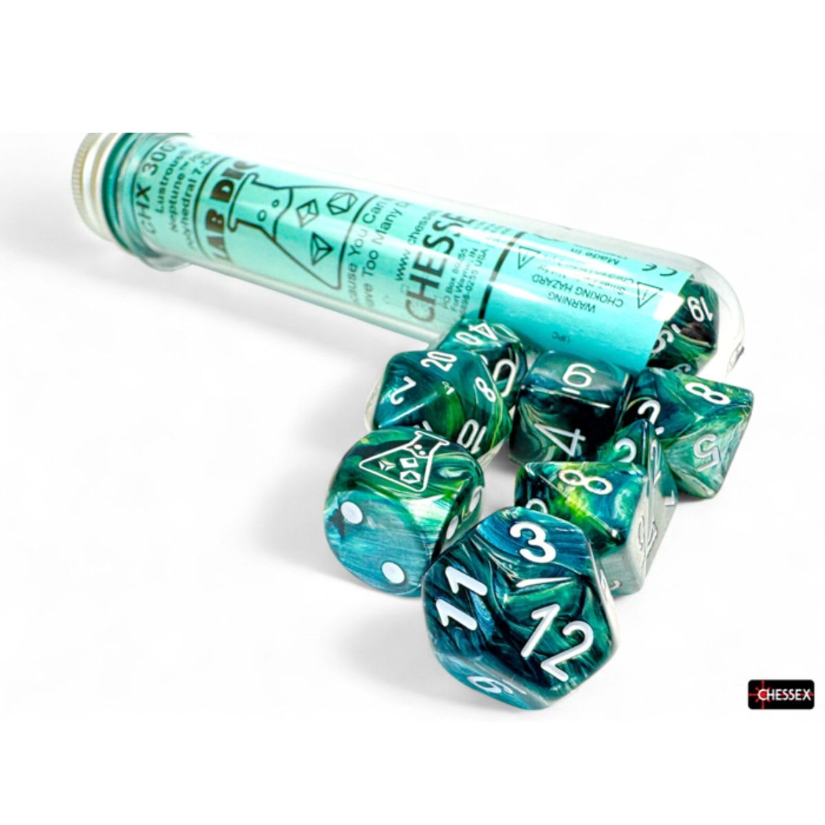 Lab Dice 9: Lustrous Neptune/Grey 8pc Set
