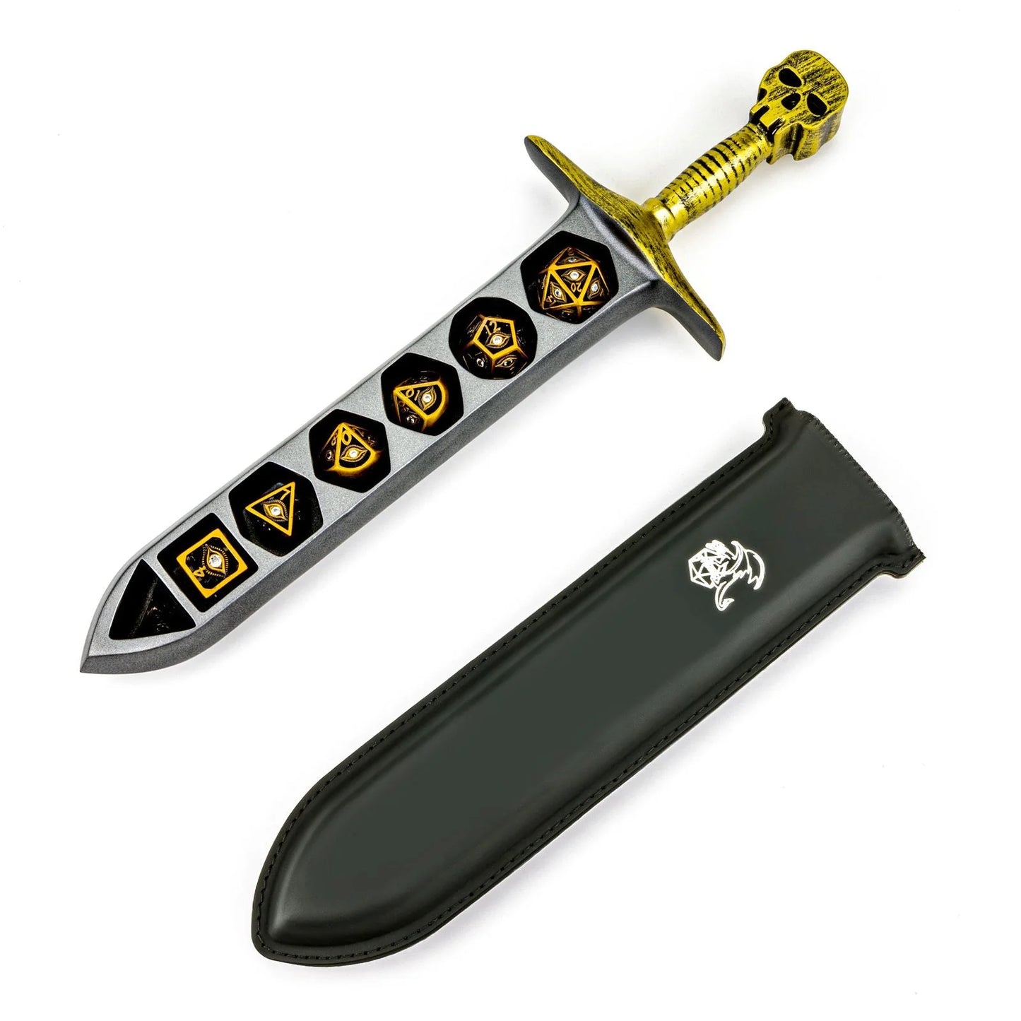 Grim Dagger Dice Case with Sheath Cover Gold