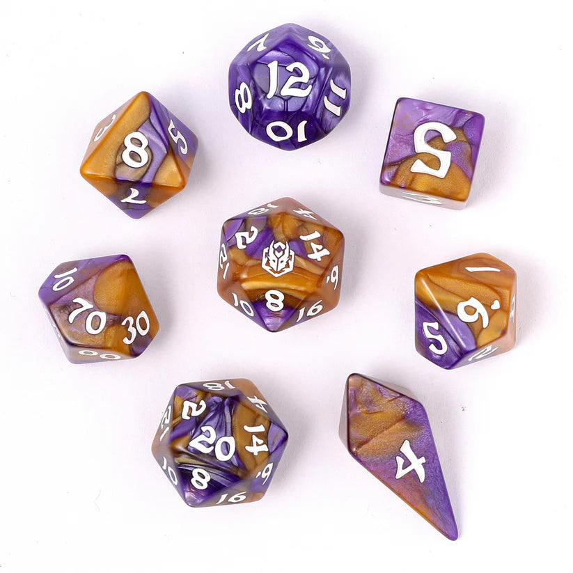 Wyrmforged Rollers Rounded Edge 8pc Polyhedral Dice Set Magister Robes