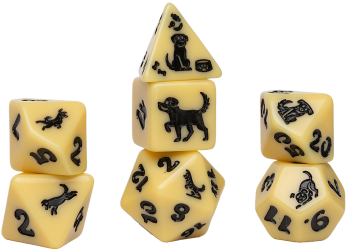 Golden Pup 7pc Dice Set