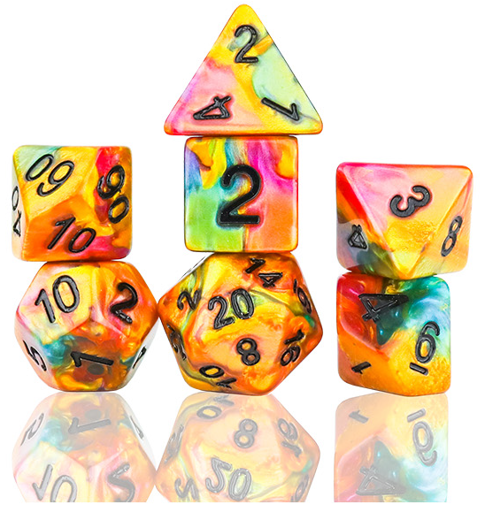 Celestial Rainbow Gold 7pc Dice Set