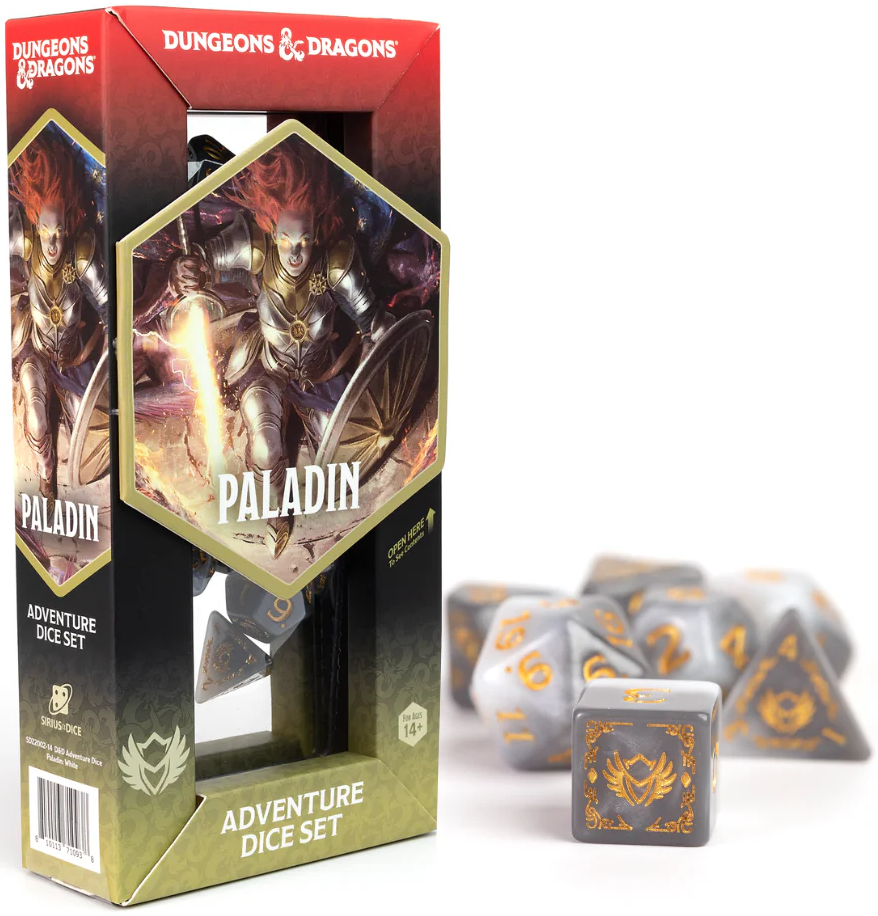 D&D Adventure Dice: Paladin - White/Grey 17pc Set