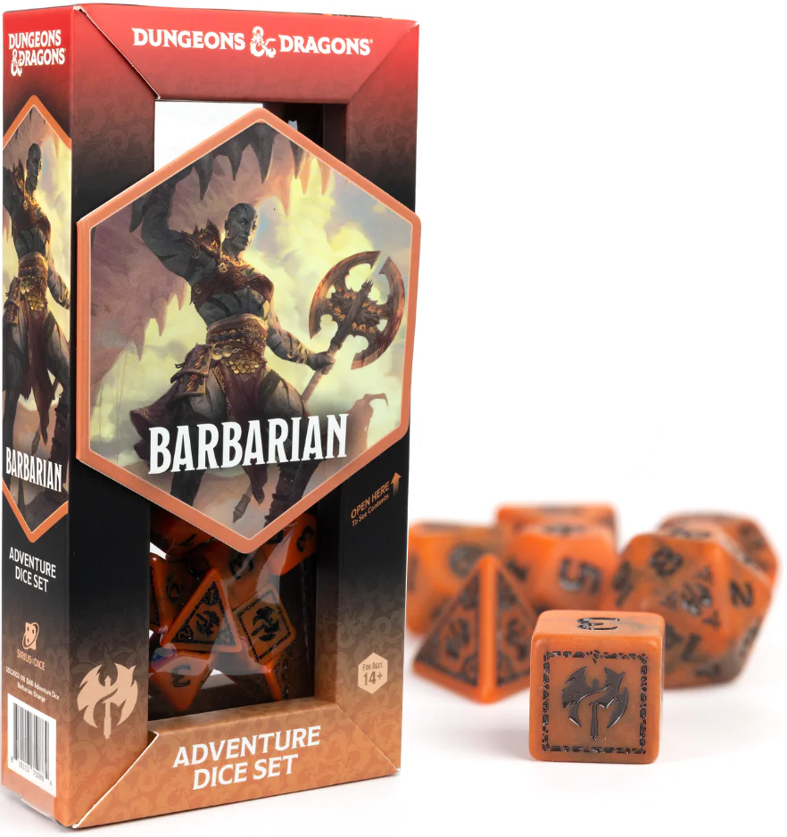 D&D Adventure Dice: Barbarian - Orange 17pc Set