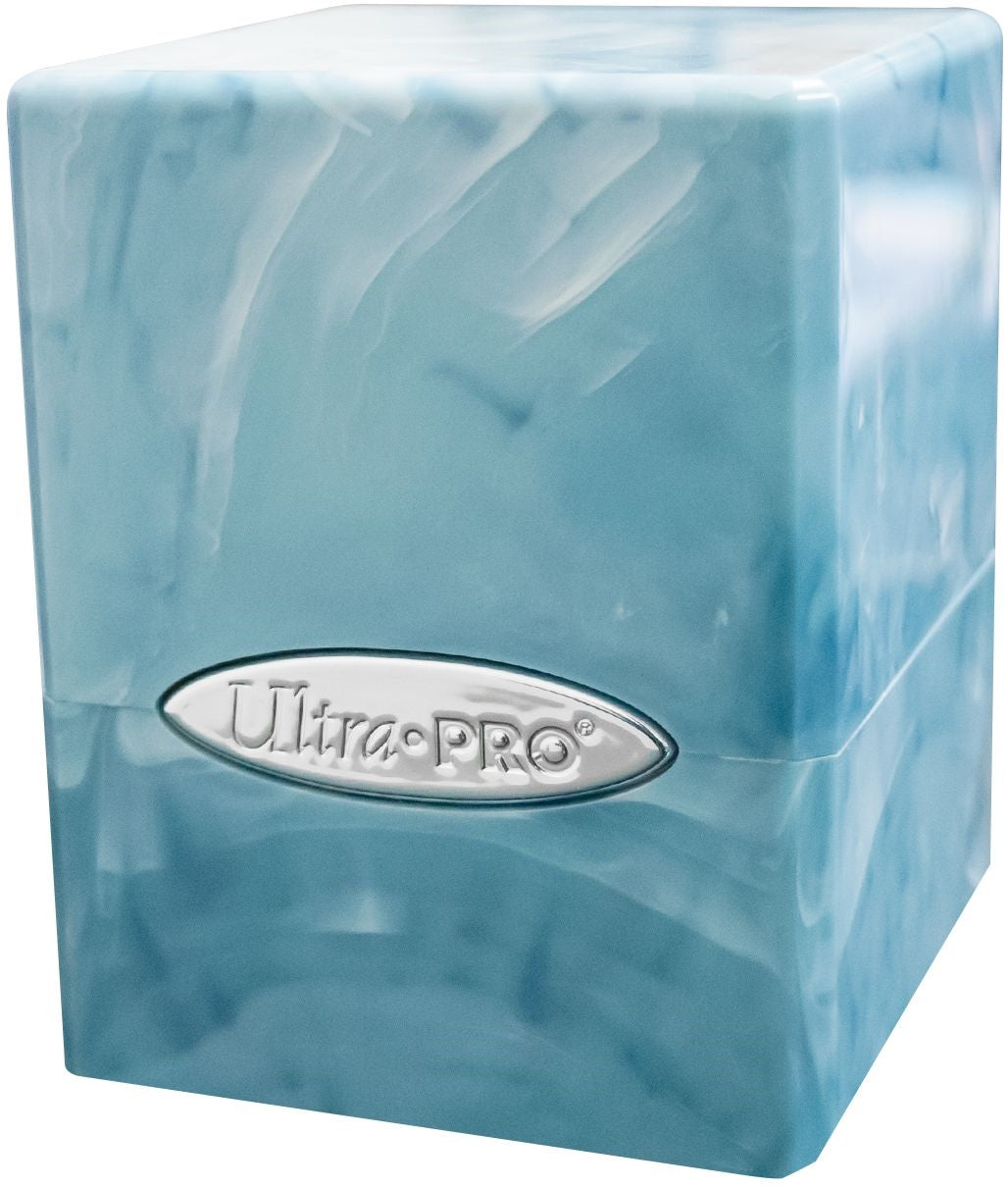 Satin Cube Deck Box Light Blue/White