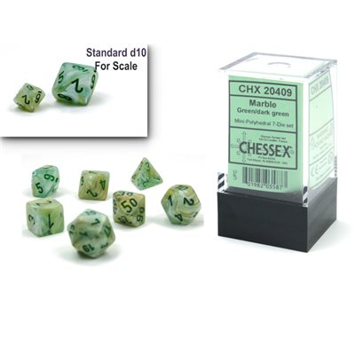 Marble Mini Green/Dark Green 7pc Dice Set