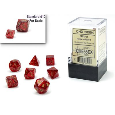 Glitter Mini Ruby/Gold 7pc Dice Set