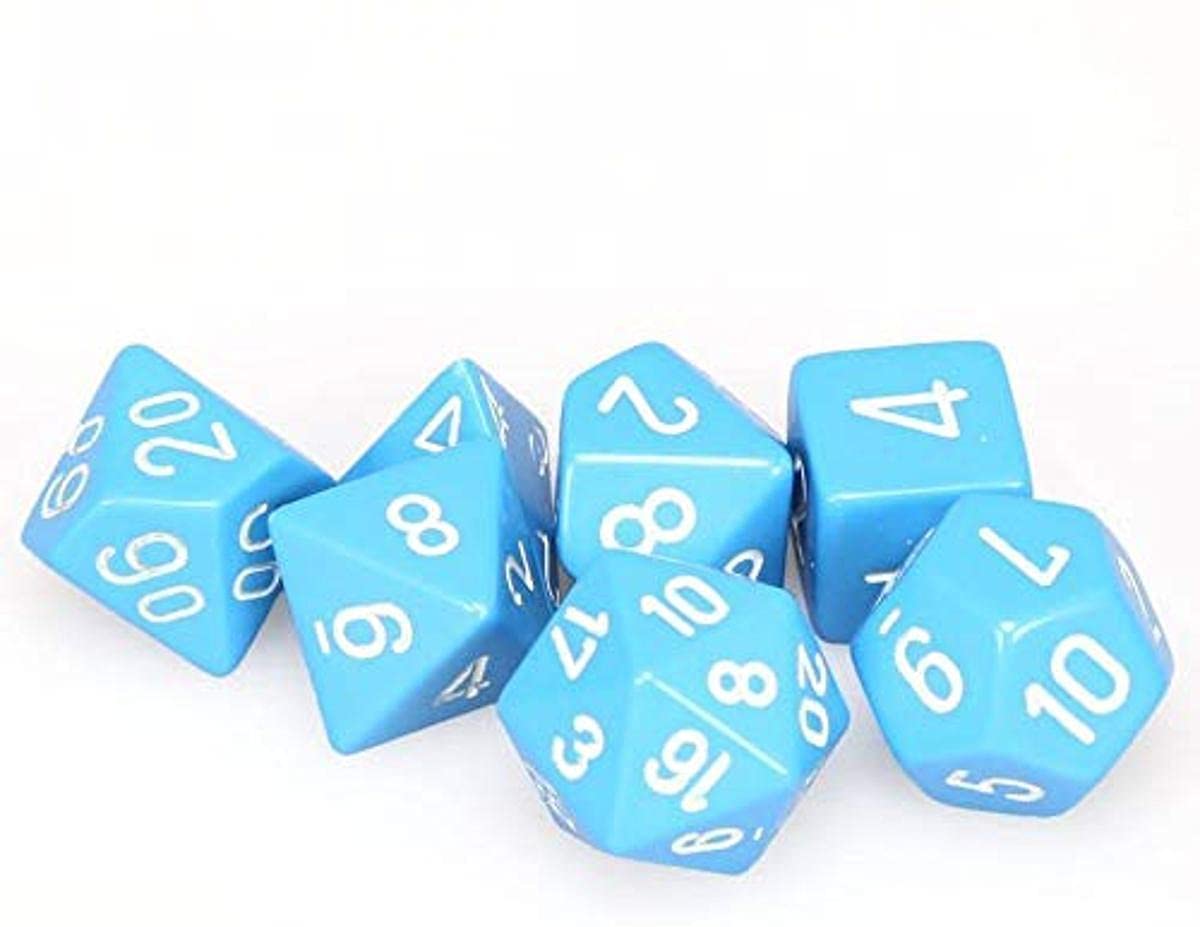 Opaque Light Blue/White 7pc Dice Set