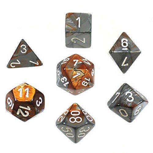 Dice Cube 7-Piece Gemini Copper-Steel/White