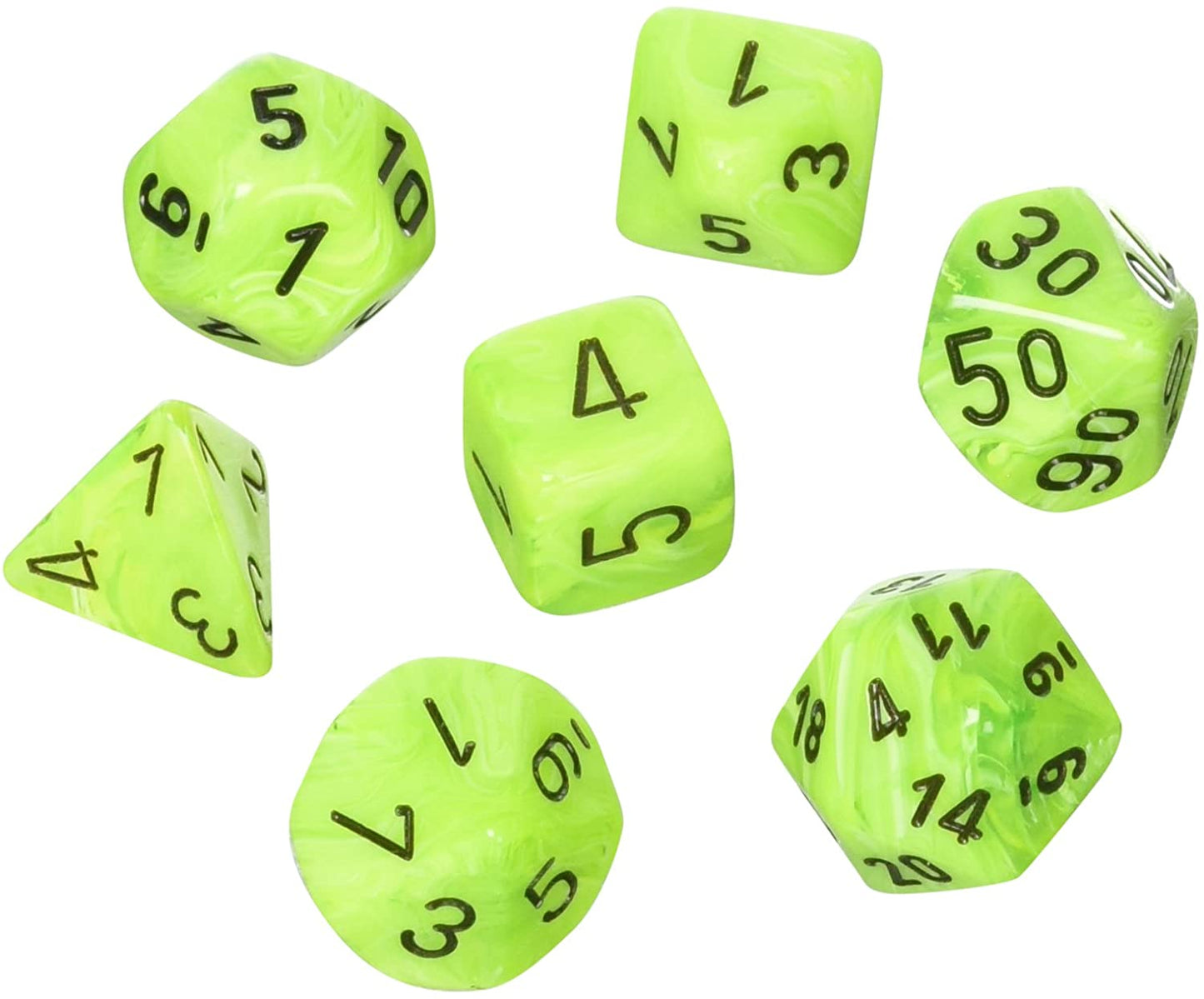 Vortex Bright Green/Black 7pc Dice Set