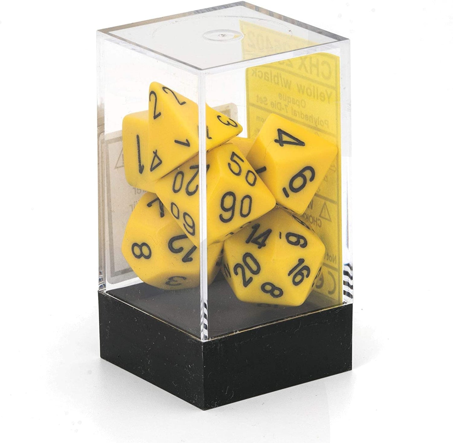 Opaque Yellow/Black 7pc Dice Set