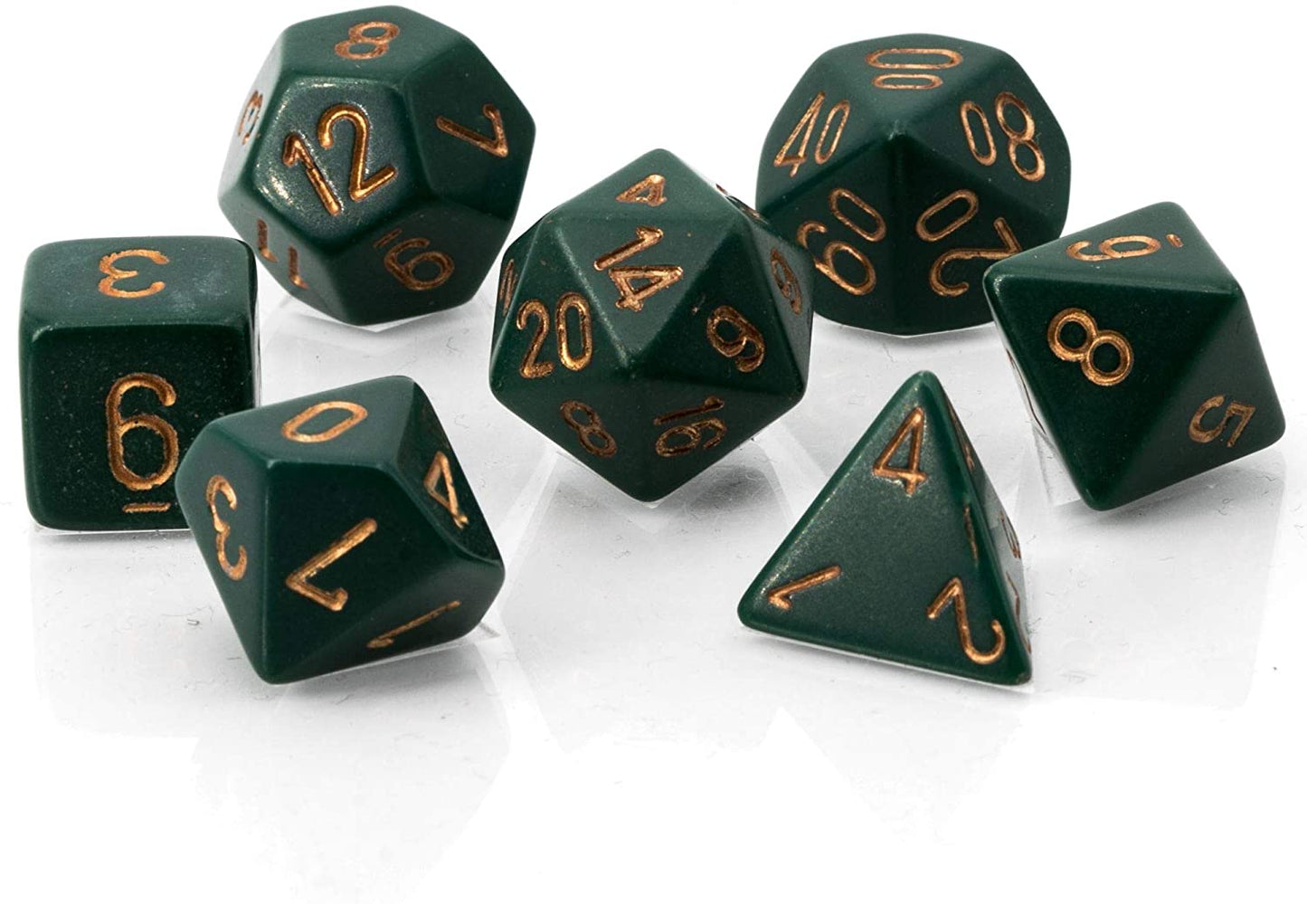 Opaque Dusty Green/Copper 7pc Dice Set