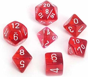 Translucent Mini Red/White 7pc Dice Set