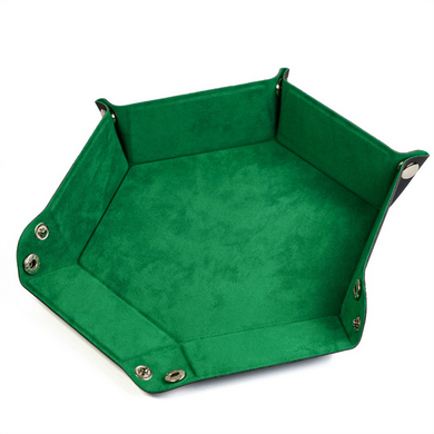 Leatherette & Velvet Emerald Green/Black Hex Dice Tray