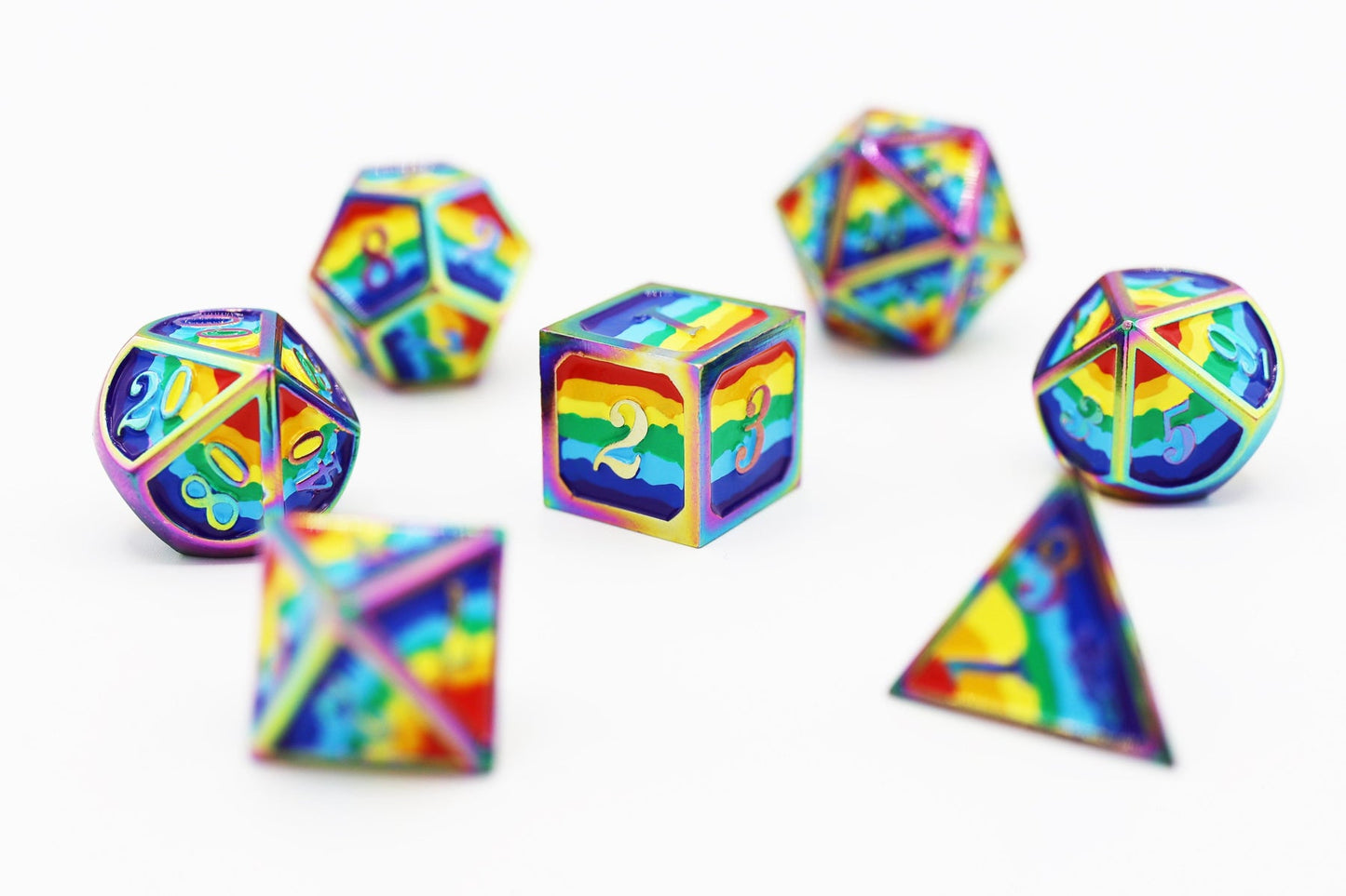 Rainbow Pride Flag Metal RPG Dice Set (7)