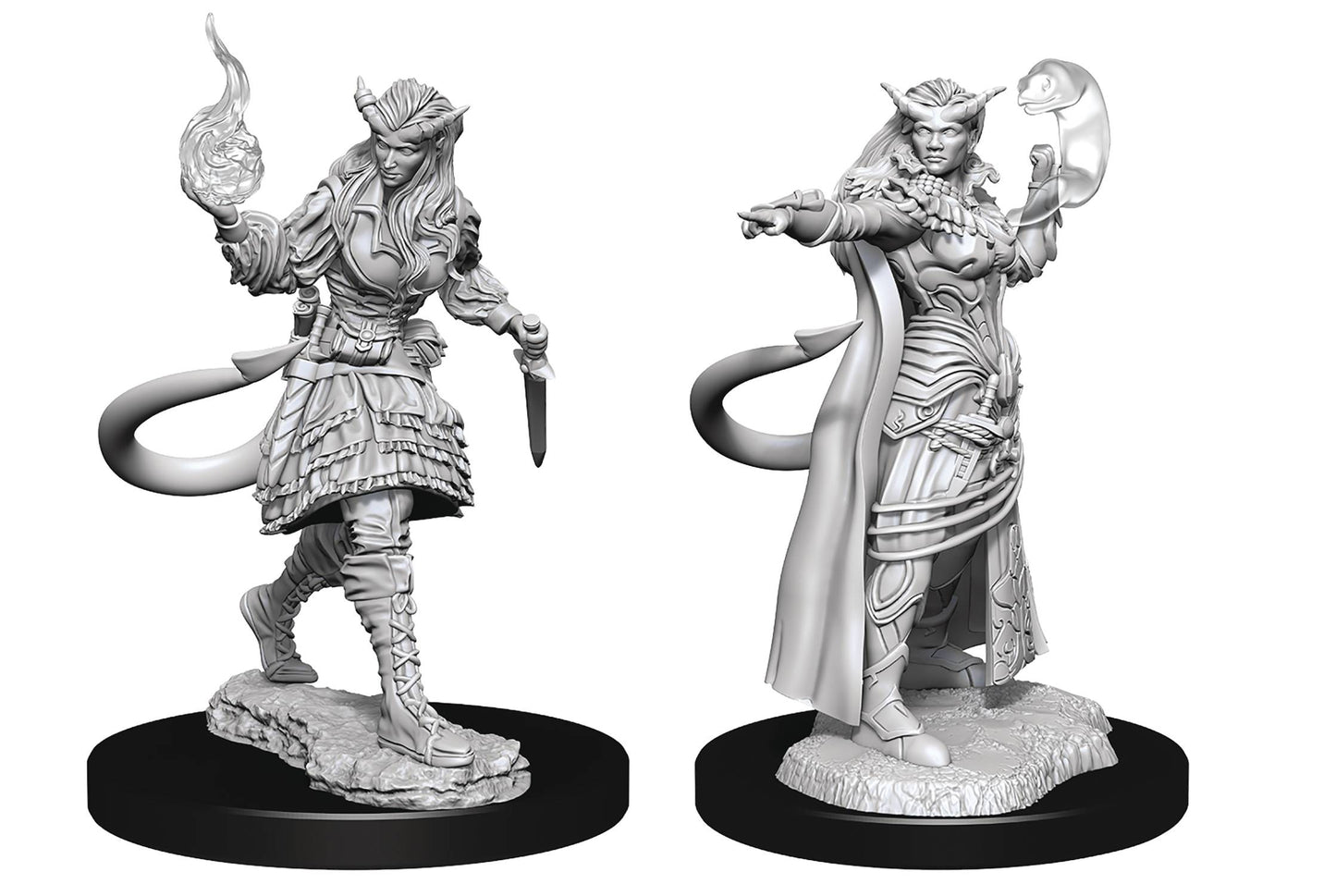 D&D Unpainted Female Tiefling Sorcerer Minaiture