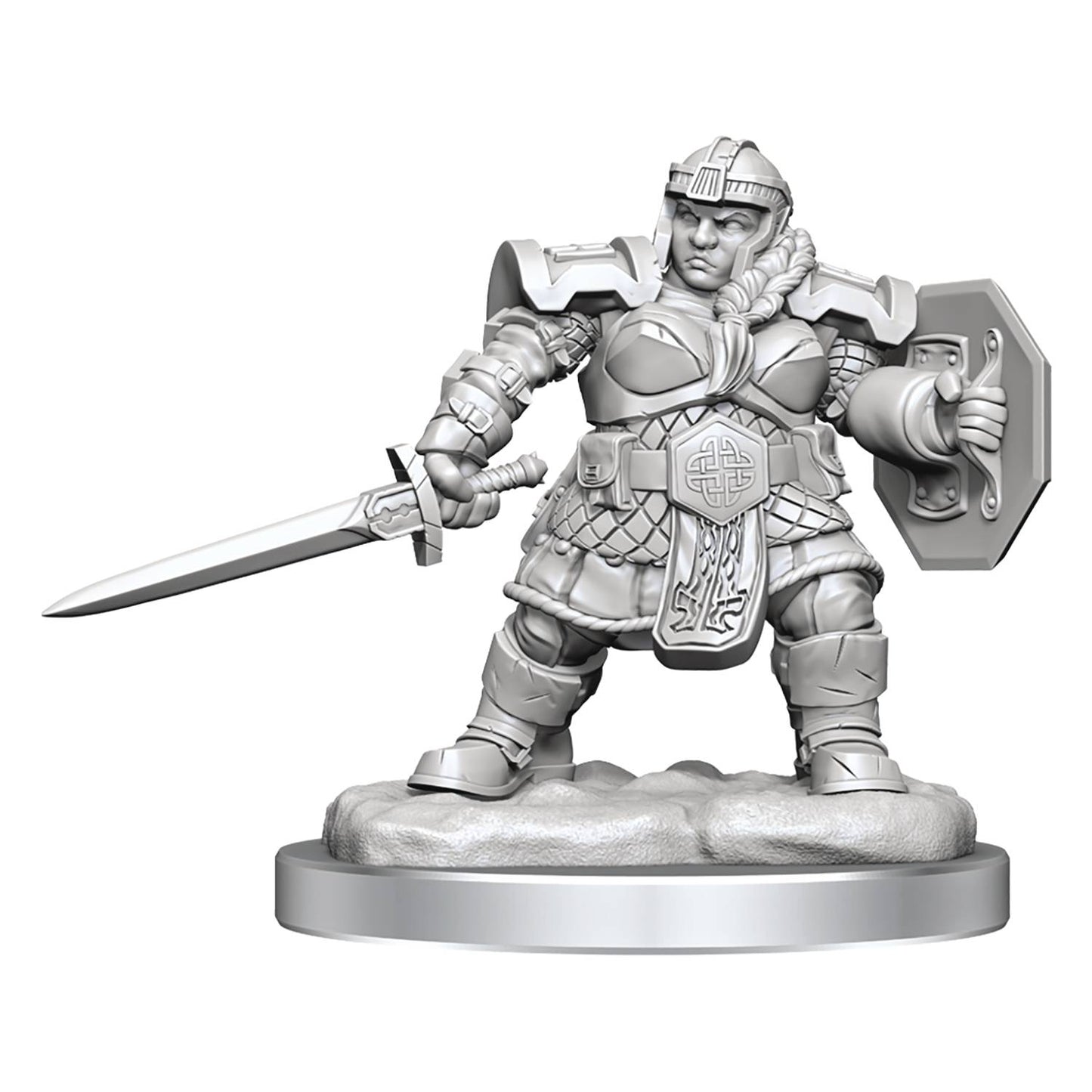 D&D Unpainted Dwarf Fighter Female Miniature