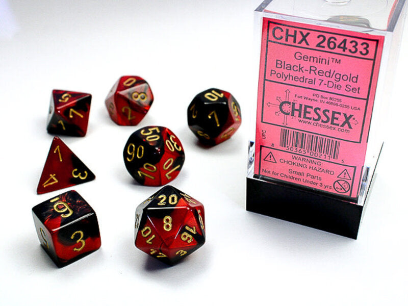 Gemini Black-Red/Gold 7pc Dice Set