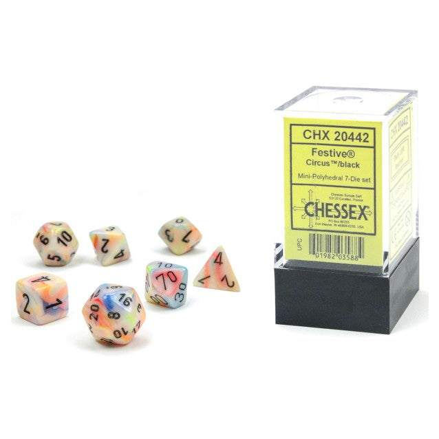 Circus/Black Mini 7pc Dice Set