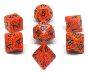 Dice Cube 7-Piece Speckled Fire