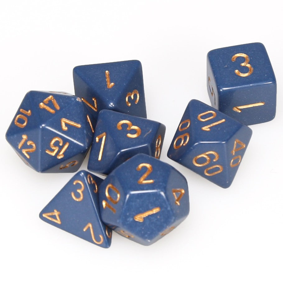 Opaque Dusty Blue/Copper 7pc Dice Set