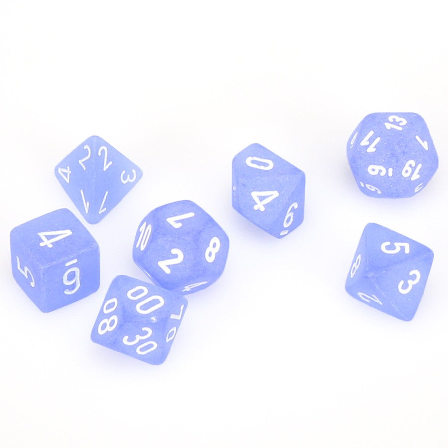 Frosted Blue with White 7pc Dice Set
