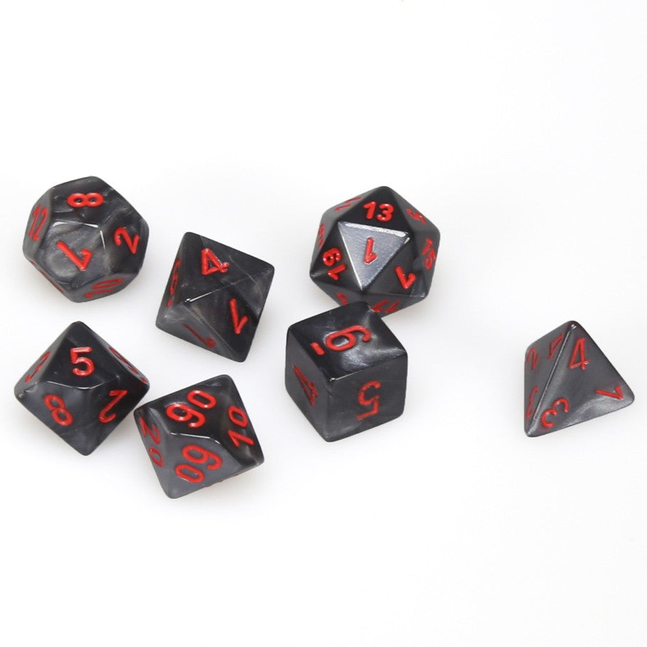 Velvet Black/Red 7pc Dice Set