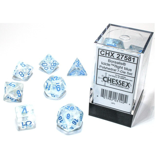 Borealis Icicle/Light Blue Luminary 7pc Dice Set