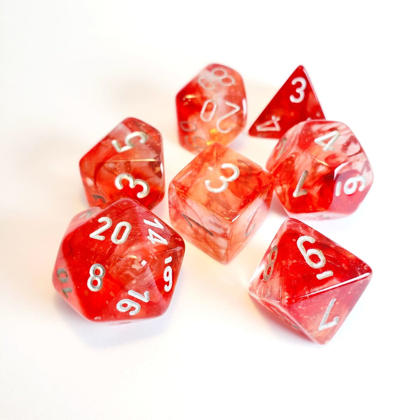 Nebula Red/Silver 7pc Dice Set