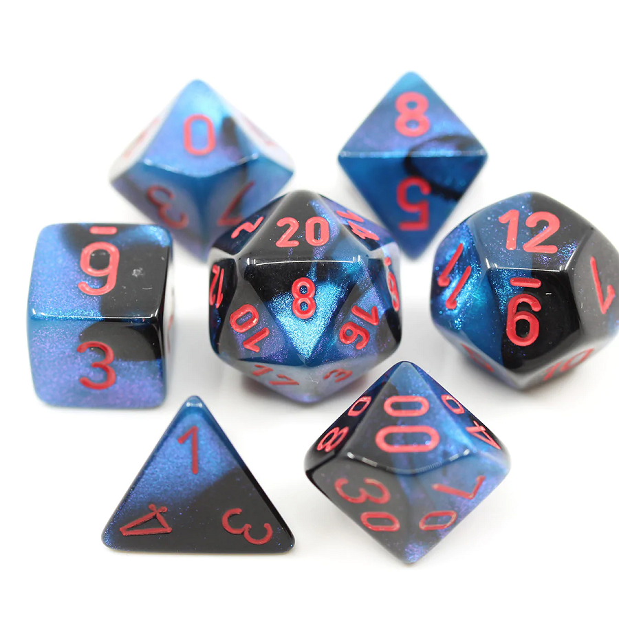 Gemini Mini Black-Starlight/Red 7pc Dice Set