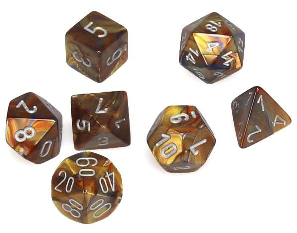 Lustrous Mini Gold/Silver 7pc Dice Set