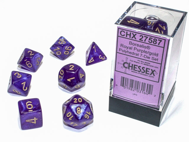 Borealis Royal Purple/Gold Luminary 7pc Dice Set