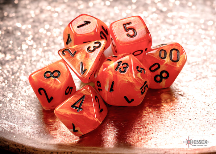 Vortex Mini Orange/Black 7pc Dice Set