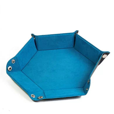 Leatherette & Velvet Blue/Black Hex Dice Tray