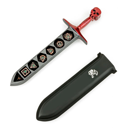 Grim Dagger Dice Case with sheath cover Red