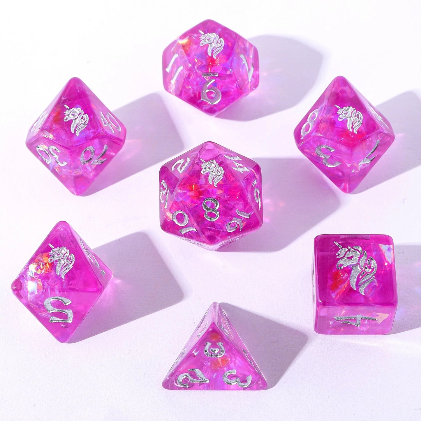 Wyrmforged Rollers Round Edge 7pc Dice set Lumina Unicornia