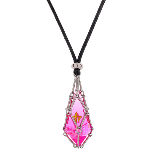 Mysticage Dice Chain Necklace with D4 w/Black Leather Chain