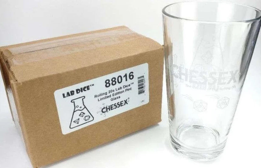 Chessex Limited Edition Pint Glass: Lab Dice Rolling 20s