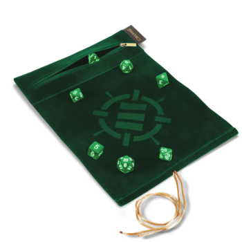 Dice Rolling Scroll and 7pc Acrylic Dice Set - Green