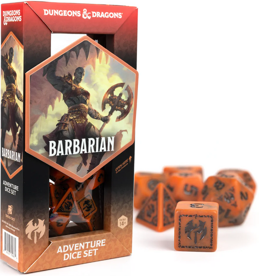 D&D Adventure Dice: Barbarian - Orange 17pc Set