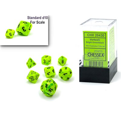 Vortex Mini Bright Green/Black 7pc Dice Set
