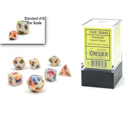 7-Piece Mini Dice Set Festive Circus/Black