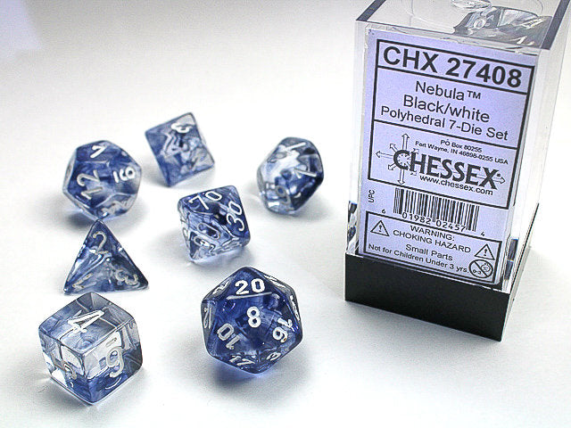 Dice Cube 7-Piece Nebula Black with White