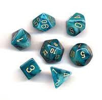 Phantom Teal/Gold 7pc Dice Set