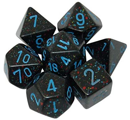 Dice Cube 7-Piece Speckled Blue Stars