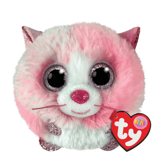 Ty Puffies Tia Pink Cat 4" Plush