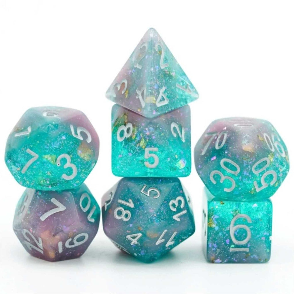Seabed Treasure Pink & Green Dice Set (7)