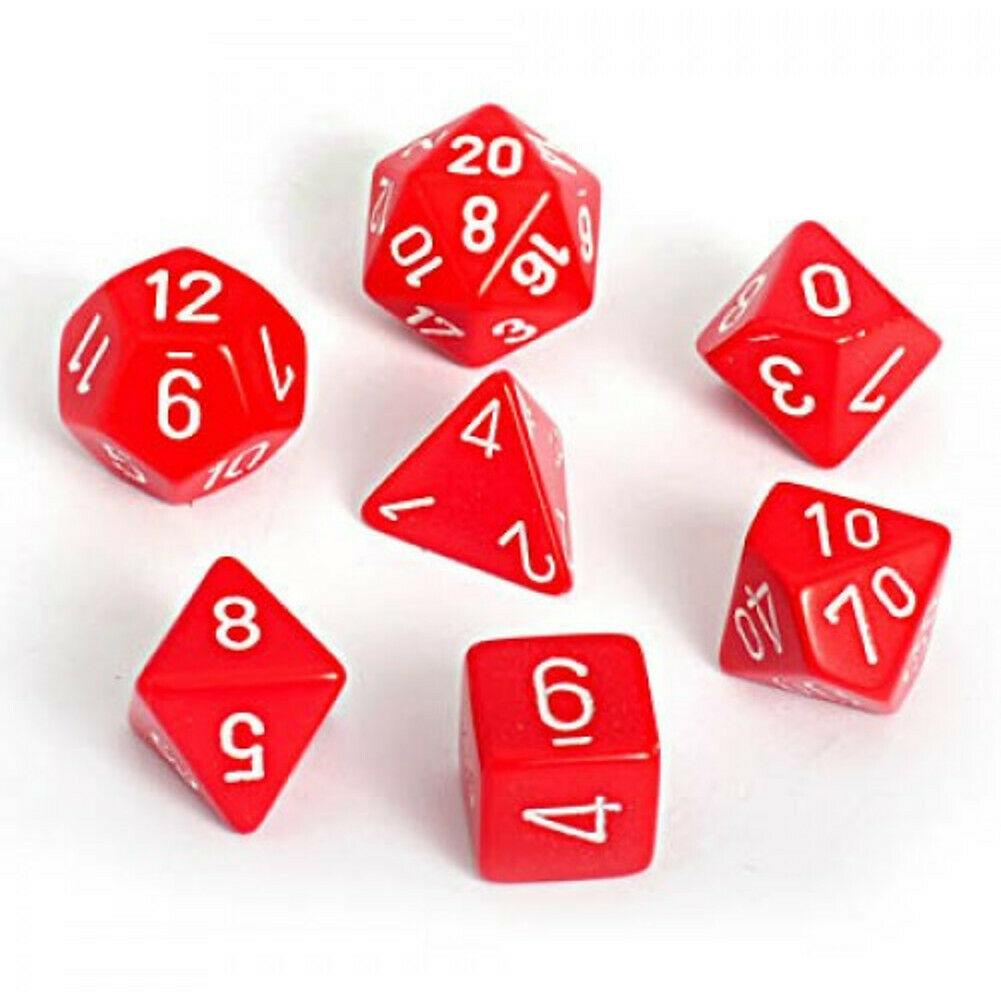 Dice Cube 7-Piece Opaque Red with White