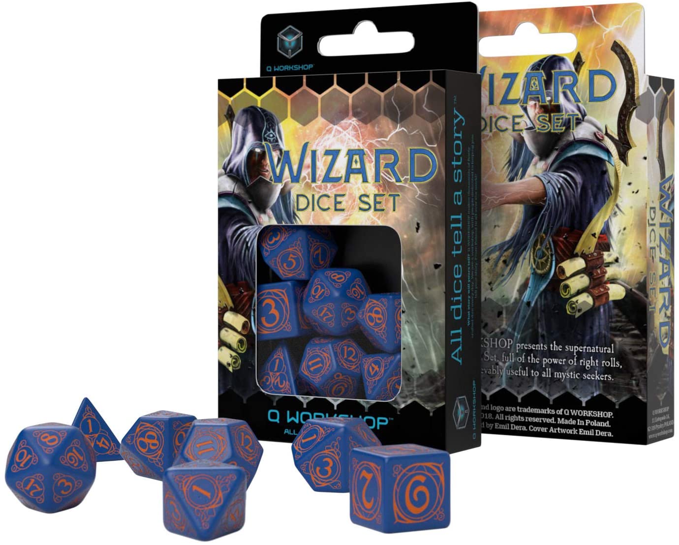 Wizard Dice Set Dark Blue/Orange (7)