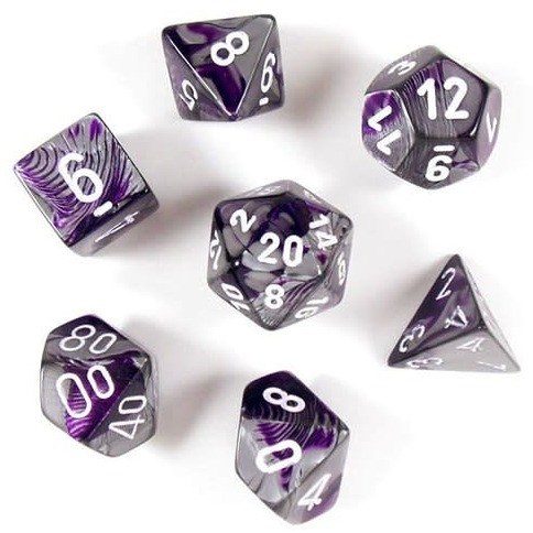 Gemini Purple-Steel/White 7pc Dice Set